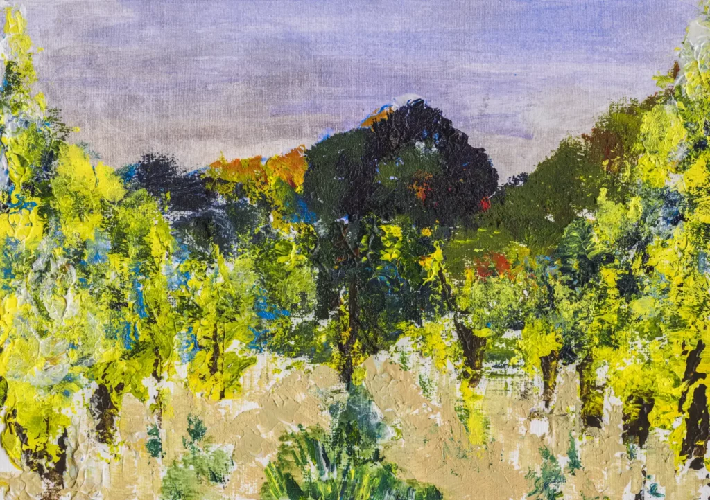 Waterford Wine Estate, Stellenbosch, South Africa | Acrylic on Paper (with Vineyard soil) | 14 December 2024
