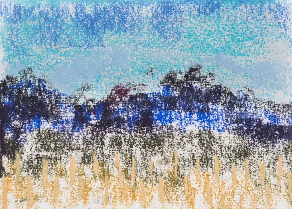 Table Mountain, from Stellenbosch, South Africa | Pastel on paper | 15 December 2024