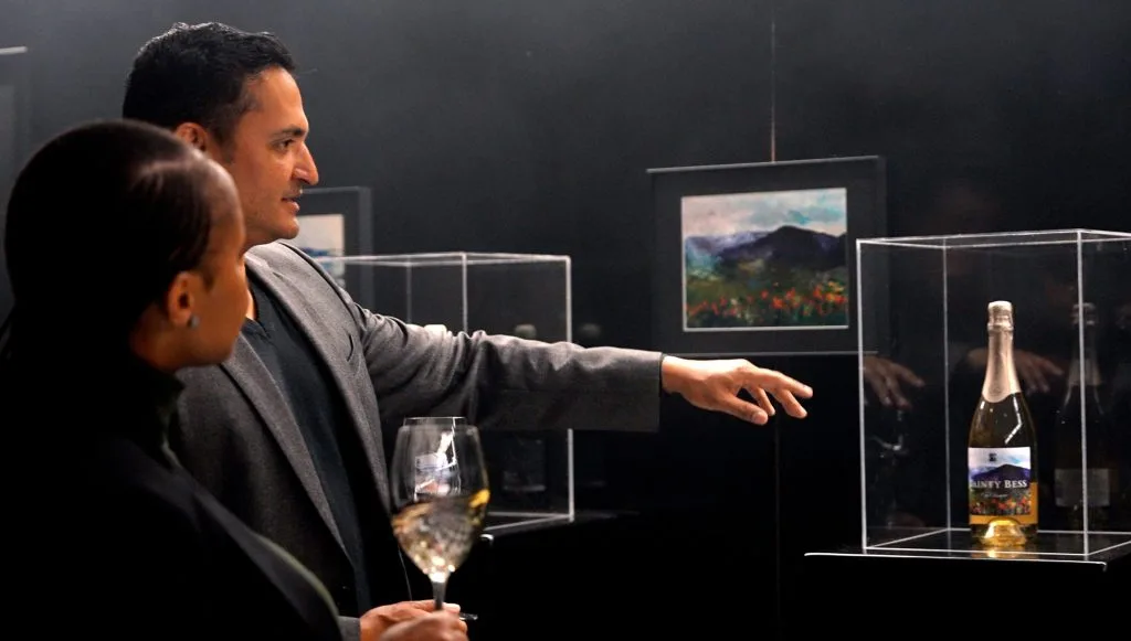 Private South African wine tasting curated by Spirits & Bubbles SA, hosted inside the art gallery at House of Sisters Grimm in London.